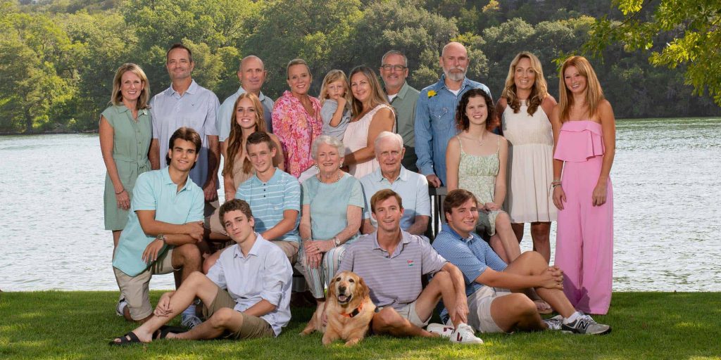 Generational (3 generations in this one) family portrait created for a Round Top Family at the family lake house